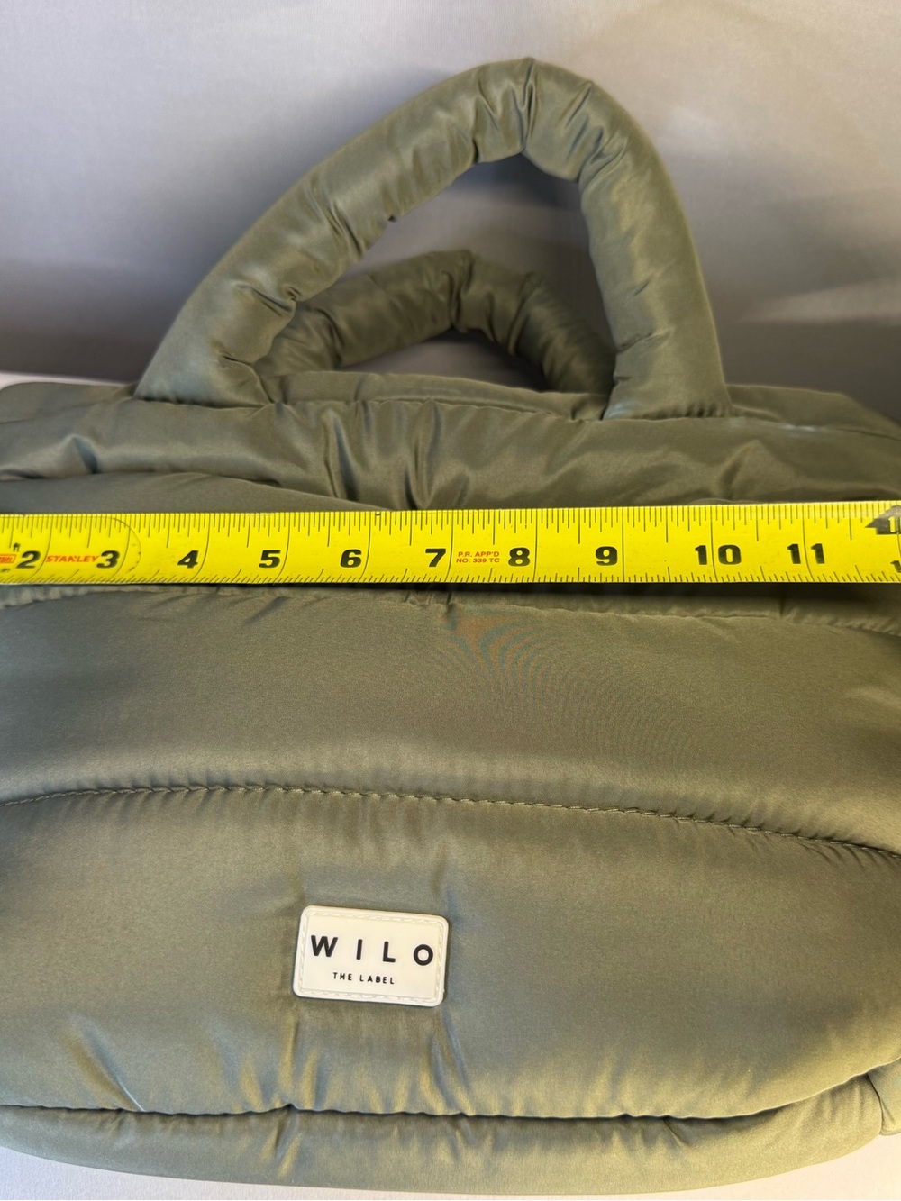 Wilo Quilted Puffer Shoulder Bag in Sage Green - Picture 3 of 10